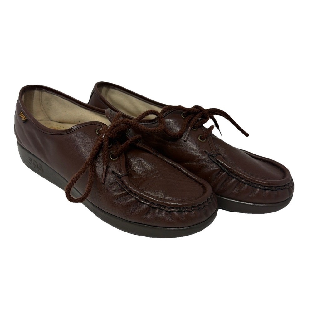SAS Free Time Brown Leather Comfort Oxford Shoes Women's 7 1/2 W GREAT CONDITION